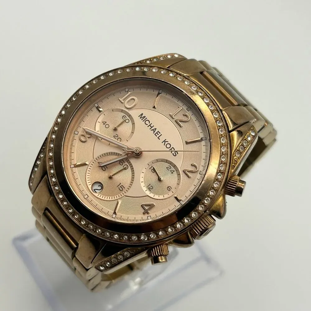 Michael Kors MK-5263 Blair Rose Gold Women’s Chronograph Watch New Battery